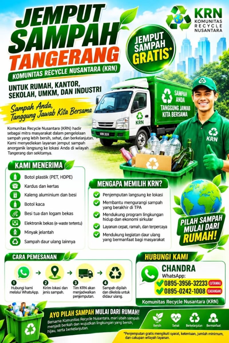 Komunitas Recycle Nusantara Luncurkan Layanan Jemput Sampah Gratis, Dorong Masyarakat Wujudkan Lingkungan Bersih dan Berkelanjutan
